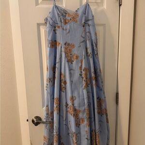 Floral Blue Midi Dress